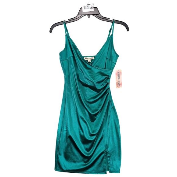 NWT Inspired Hearts Sz S Emerald Green Satin Babydoll Mini Slip Dress, Y2K Fairy - Picture 1 of 6